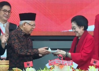 Ma’ruf Amin Puji Kepemimpin Megawati di HUT ke-51 PDIP