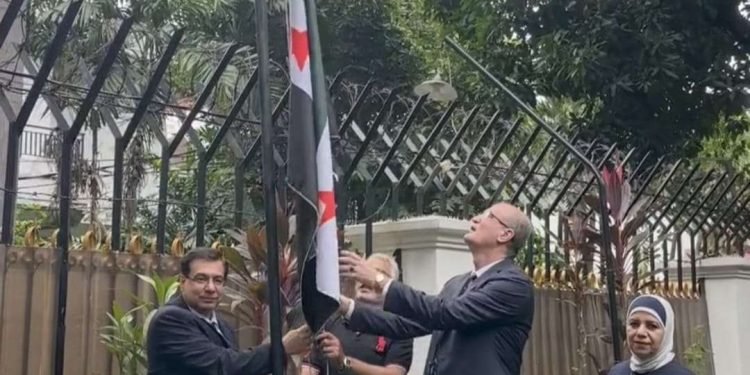 Kedubes Suriah di Jakarta Kibarkan Bendera Baru