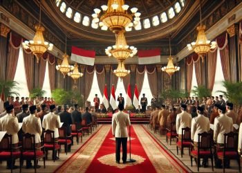 Ilustrasi Upacara Pelantikan Menteri Dibuat oleh Kecerdasan Buatan