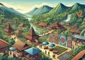 Ilustrasi kawasan pariwisata di Kabupaten Lebak, Provinsi Banten