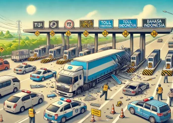 Ilustrasi kecelakaan di gerbang jalan tol