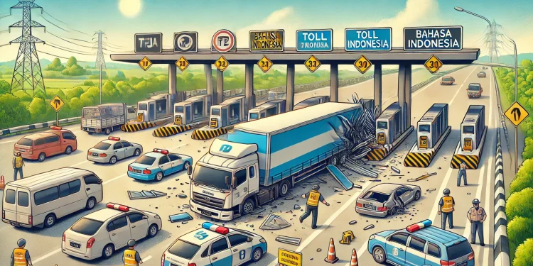 Ilustrasi kecelakaan di gerbang jalan tol