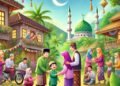 Ilustrasi Idul Fitri Dibuat kecerdasan Buatan
