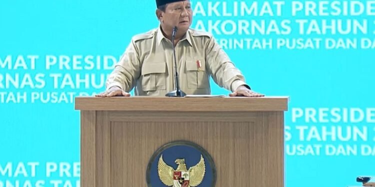 Presiden Prabowo pada Rakornas Pemerintah Pusat dan Daerah 2026 - Ist