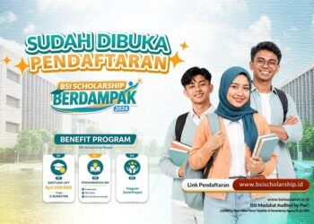 Pendaftaran BSI Scholarship Berdampak 2026 dibuka mulai 13 Juli hingga 17 Agustus 2026. Tahapan seleksi akan berlangsung pada 8–17 Agustus 2026, sedangkan hasil akhir akan diumumkan pada 18 Agustus 2026. Informasi lengkap mengenai persyaratan, mekanisme pendaftaran, dan daftar perguruan tinggi mitra dapat diakses melalui www.bsischolarship.id.